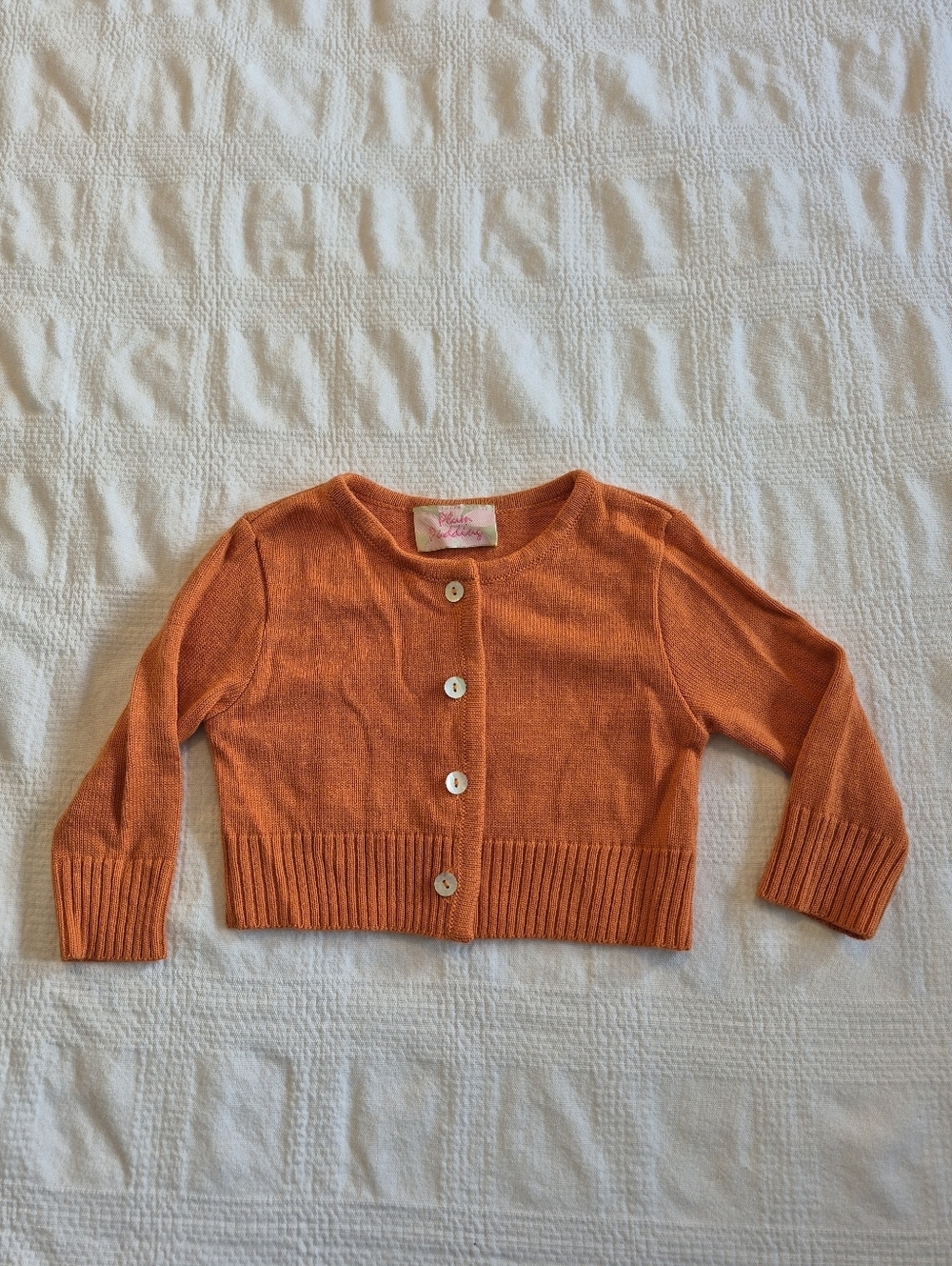 Plum Pudding girls 3-6 months orange cardigan, content tags removed EUC
